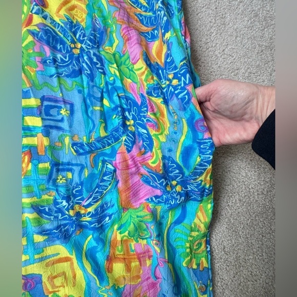 Xtreme Island Design Tropical Maxi Shift Dress Short Sleeve Pockets Large - Picture 6 of 11